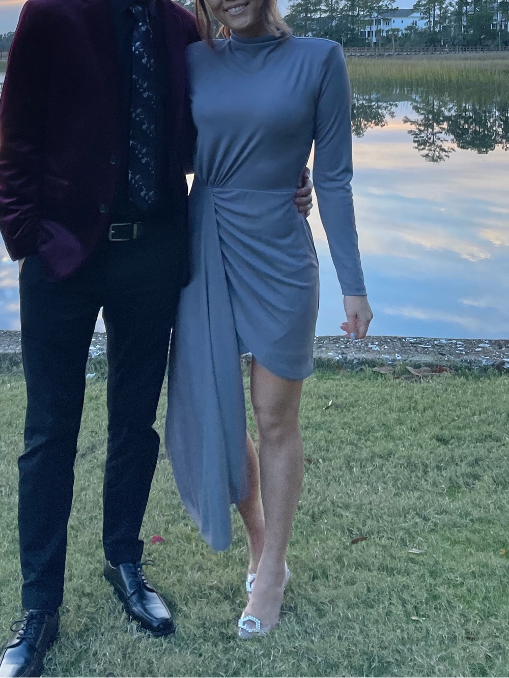 Zara Gray Long Sleeve Short Dress
